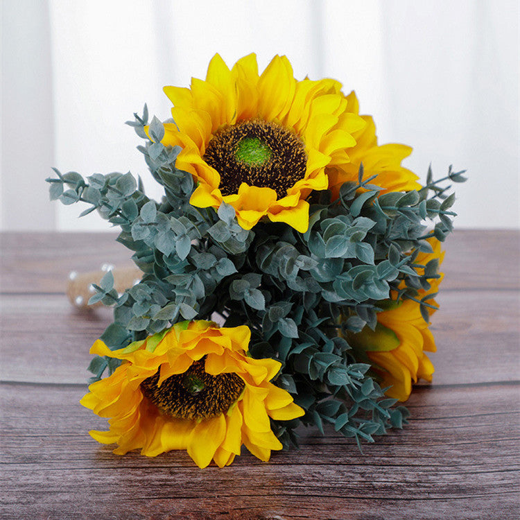 7 Inch Artificial Sunflower Bridesmaid Bouquet 1 Pc Silk Wedding Flower