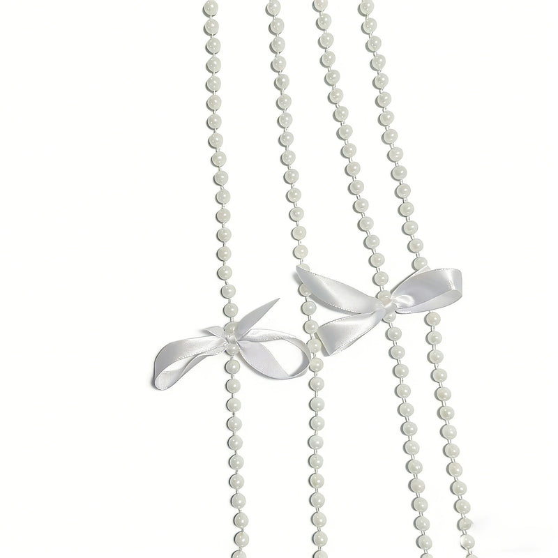 Wedding Lasso with White Satin Bow & Pearl Strands for Church Ceremonies