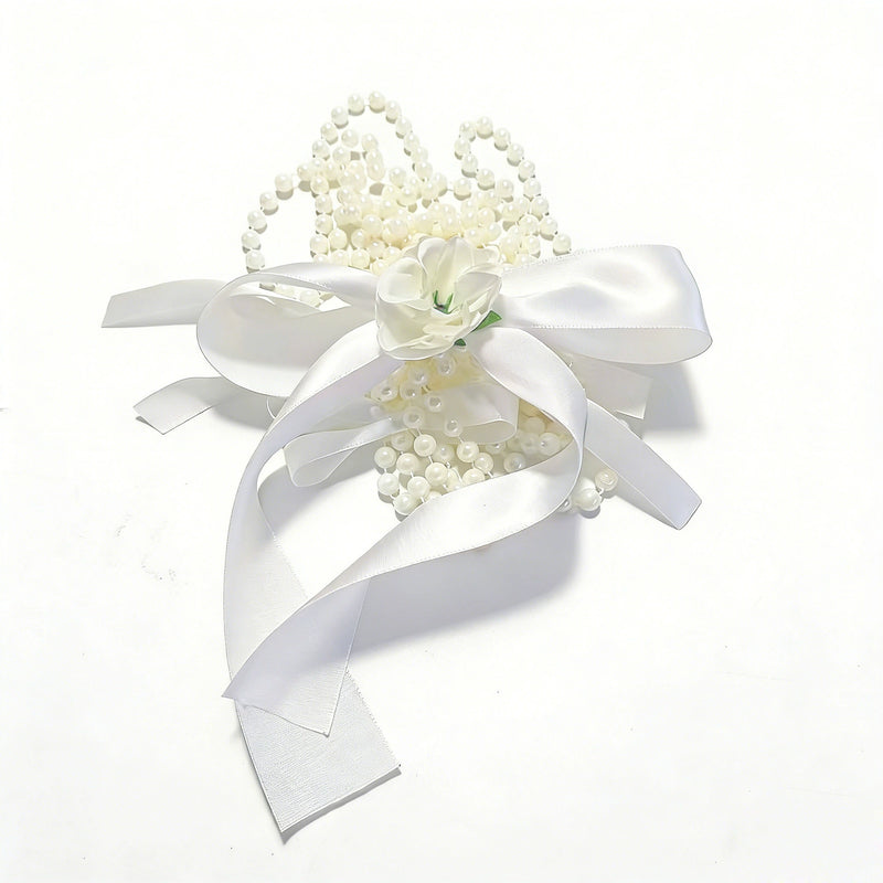 Wedding Lasso with White Satin Bow & Pearl Strands for Church Ceremonies