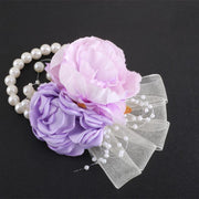 Handmade Purple Wisteria Peony Wrist Corsage, Artificial Flowers, Bulk Quantity