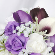 9 Inch Artificial Calla Lily and Baby's Breath Cascading Bridal Bouquet, Bulk Wedding Flowers