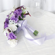 9 Inch Artificial Calla Lily and Baby's Breath Cascading Bridal Bouquet, Bulk Wedding Flowers