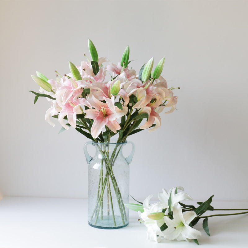 Wedding & Event Artificial Lily Stems, White & Pink