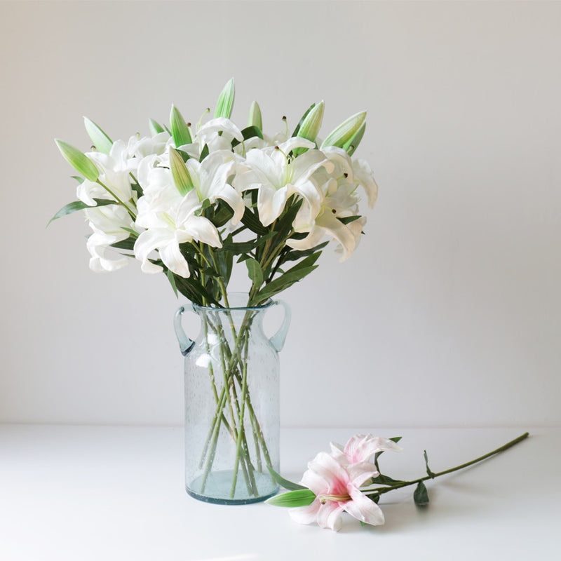 Wedding & Event Artificial Lily Stems, White & Pink