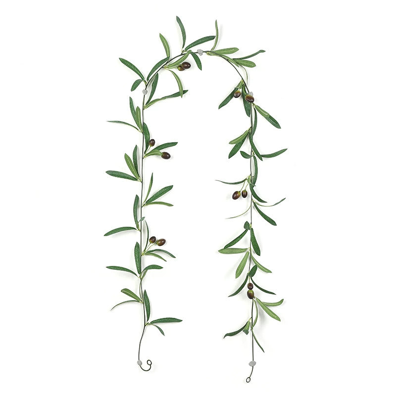 Wedding & Event Olive Leaf Garland, Artificial Greenery Vine with Olives, 78" Long