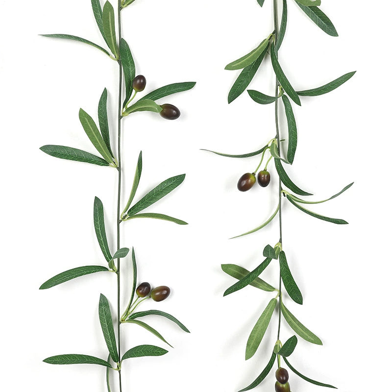 Wedding & Event Olive Leaf Garland, Artificial Greenery Vine with Olives, 78" Long