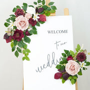 2 Pcs Artificial Flower Garland Wedding Decor Backdrop for Ceremony Reception Wall Easel