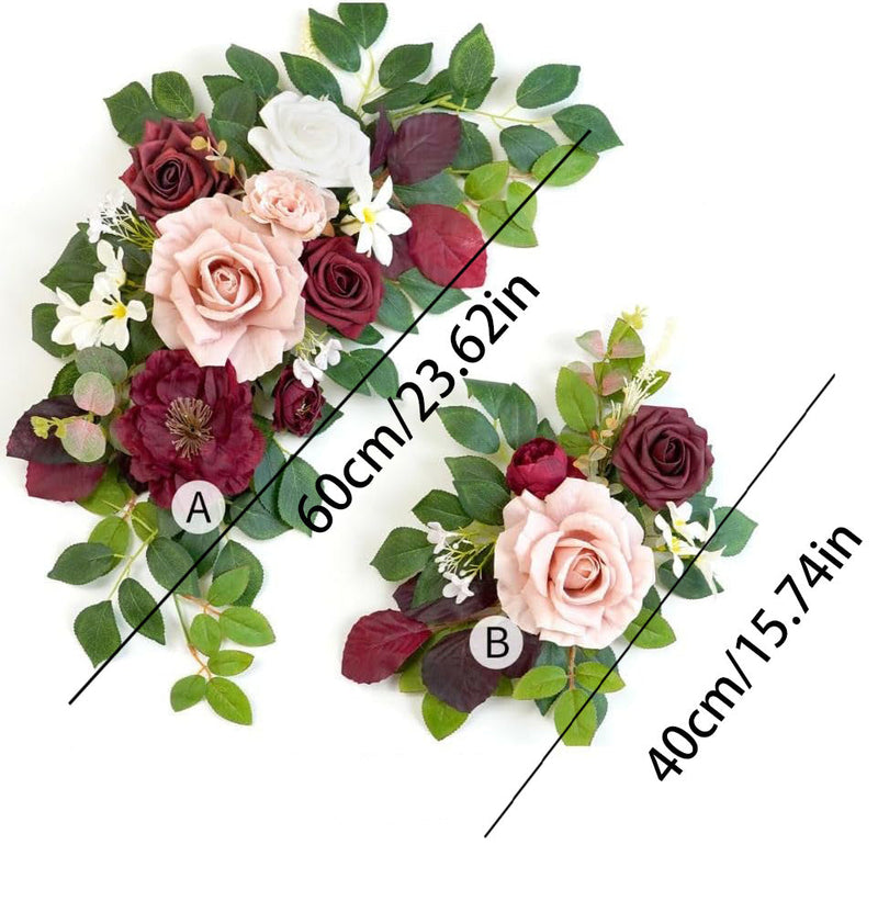 2 Pcs Artificial Flower Garland Wedding Decor Backdrop for Ceremony Reception Wall Easel