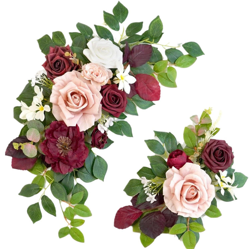 2 Pcs Artificial Flower Garland Wedding Decor Backdrop for Ceremony Reception Wall Easel
