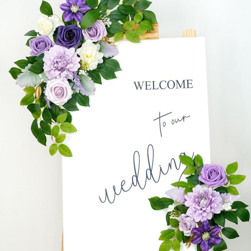 2 Pcs Artificial Flower Garland Wedding Decor Backdrop for Ceremony Reception Wall Easel