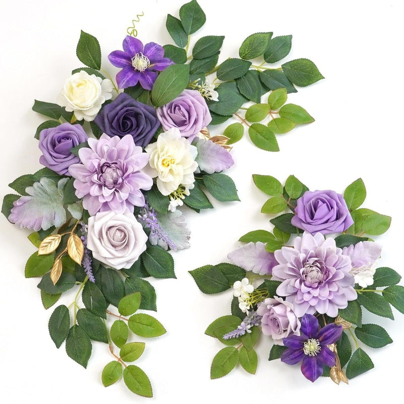 2 Pcs Artificial Flower Garland Wedding Decor Backdrop for Ceremony Reception Wall Easel