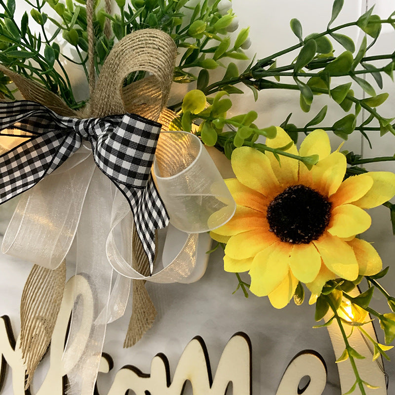 Welcome Wreath Sign with Lights for Front Door, Bulk Wholesale Decorative Door Hanging