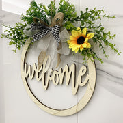 Welcome Wreath Sign with Lights for Front Door, Bulk Wholesale Decorative Door Hanging