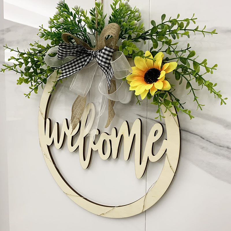 Welcome Wreath Sign with Lights for Front Door, Bulk Wholesale Decorative Door Hanging