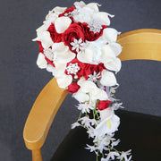 9 Inch Artificial Calla Lily Rose Cascading Wedding Bouquet with Crystals, Bulk Quantity