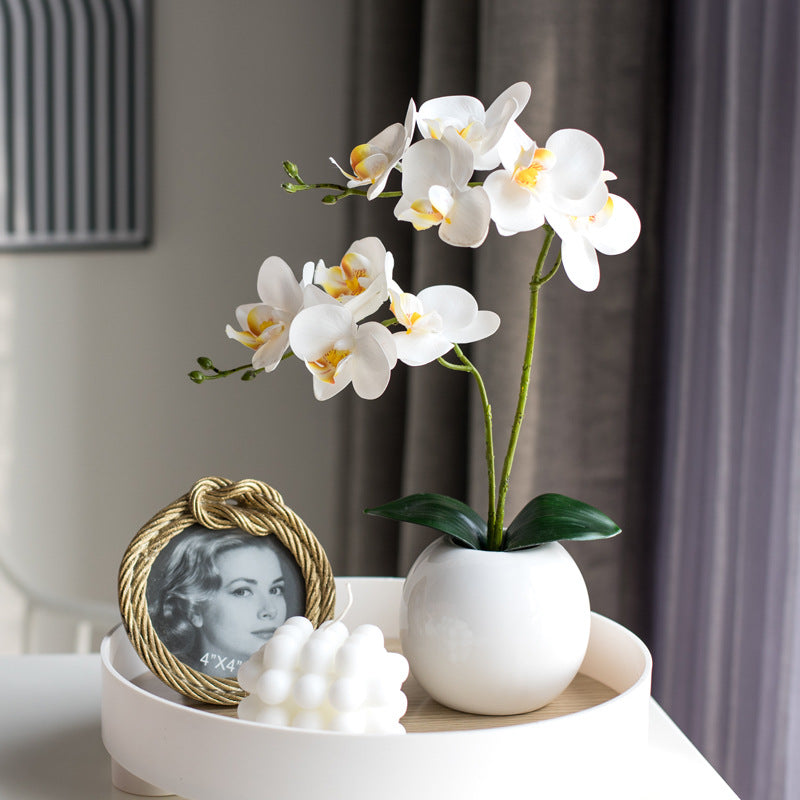 13 Inch Artificial Orchid Flowers 6 Pcs Real Touch Silk Potted Plants