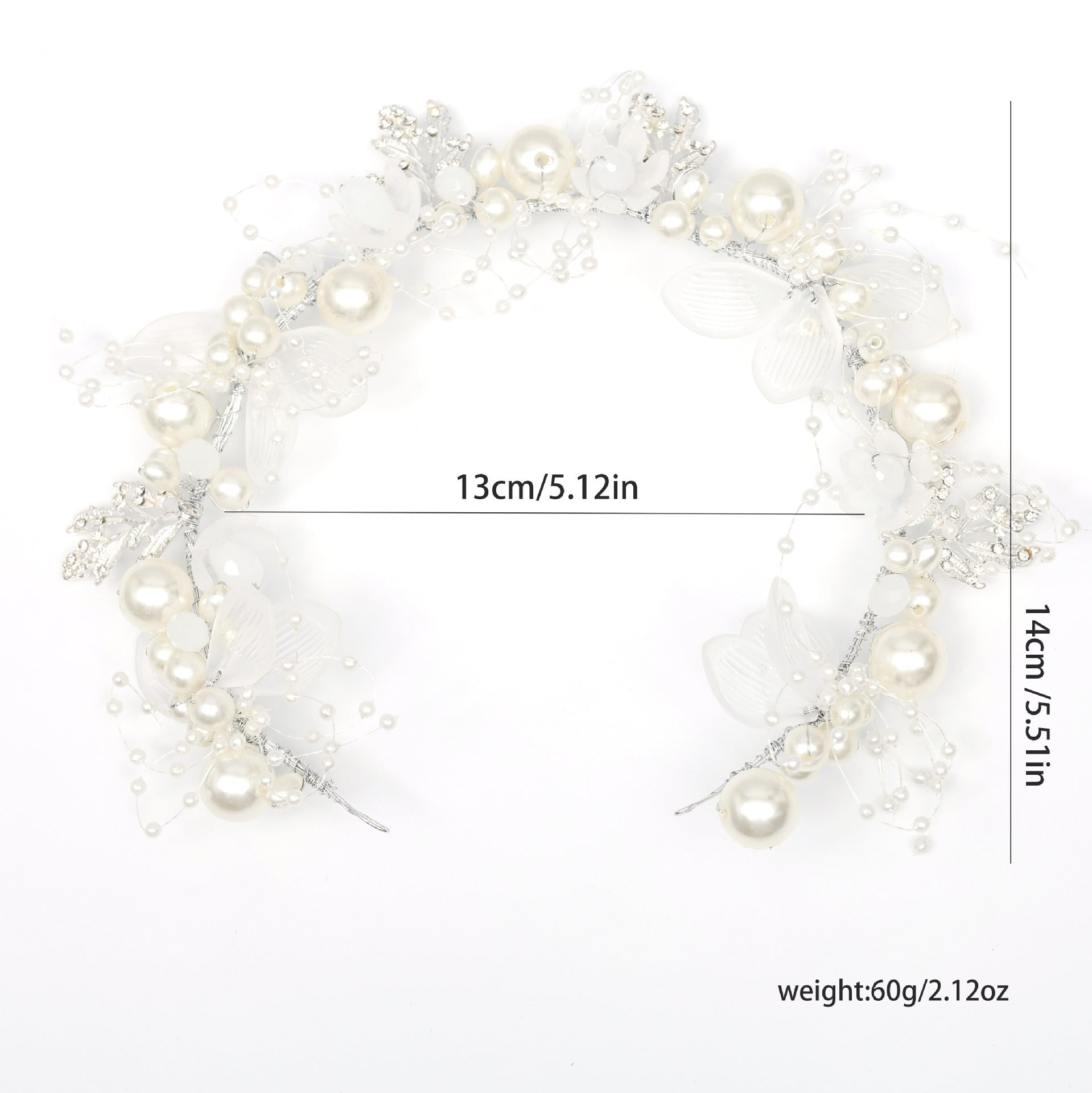 White Pearl Floral Wedding Headband - Elegant Bridal Hair Accessory