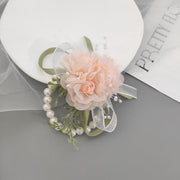 Ivory Blush Artificial Silk Wrist Corsage and Boutonniere Set for Wedding - Bulk Quantity