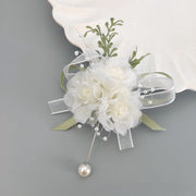 Ivory Blush Artificial Silk Wrist Corsage and Boutonniere Set for Wedding - Bulk Quantity
