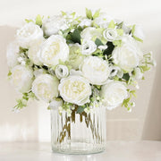 2 Pcs White Artificial Silk Peony Flowers Bouquet for Wedding Table Centerpiece