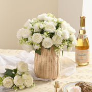 2 Pcs White Artificial Silk Peony Flowers Bouquet for Wedding Table Centerpiece
