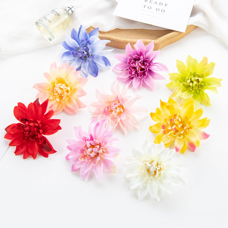 25 Pcs Artificial Dahlia Flower Heads with Detachable Stems 4 Inch Silk Bulk Pack