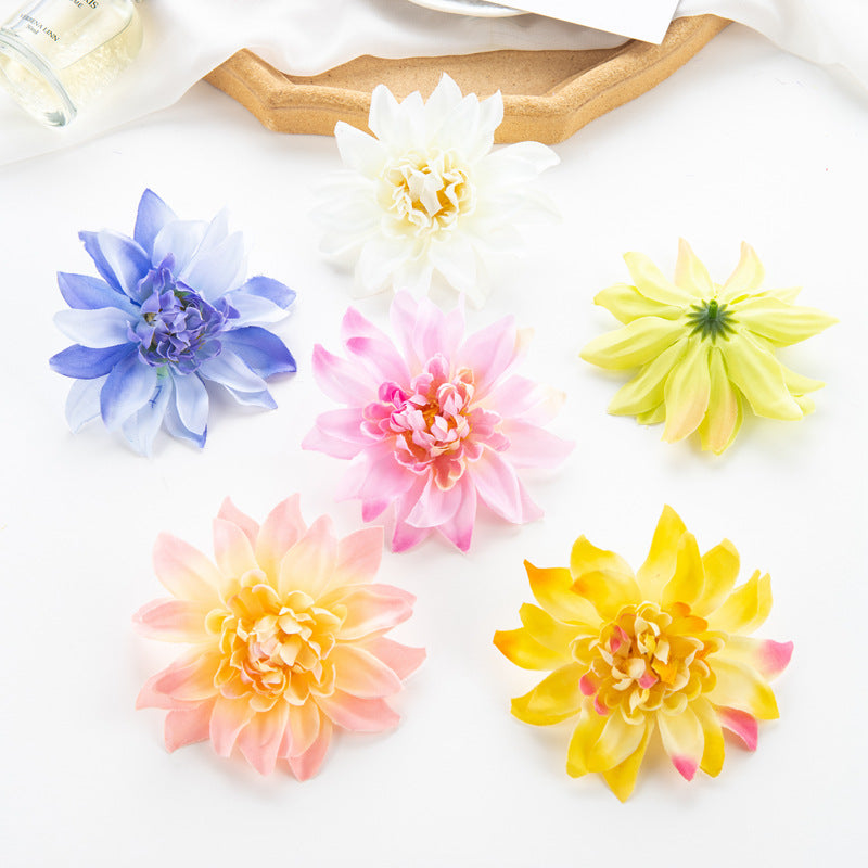 25 Pcs Artificial Dahlia Flower Heads with Detachable Stems 4 Inch Silk Bulk Pack