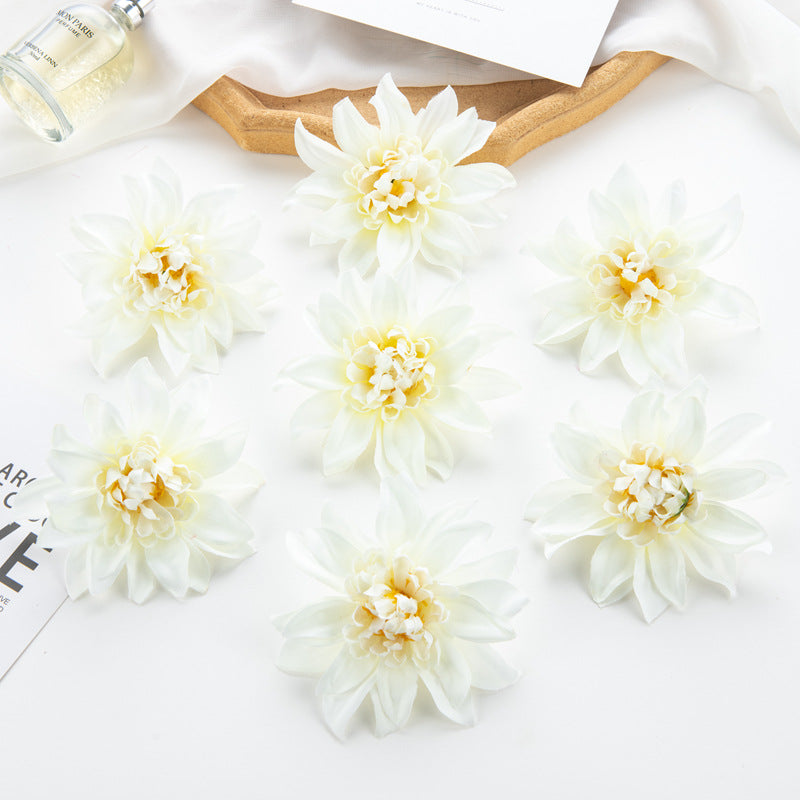 25 Pcs Artificial Dahlia Flower Heads with Detachable Stems 4 Inch Silk Bulk Pack