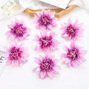 25 Pcs Artificial Dahlia Flower Heads with Detachable Stems 4 Inch Silk Bulk Pack
