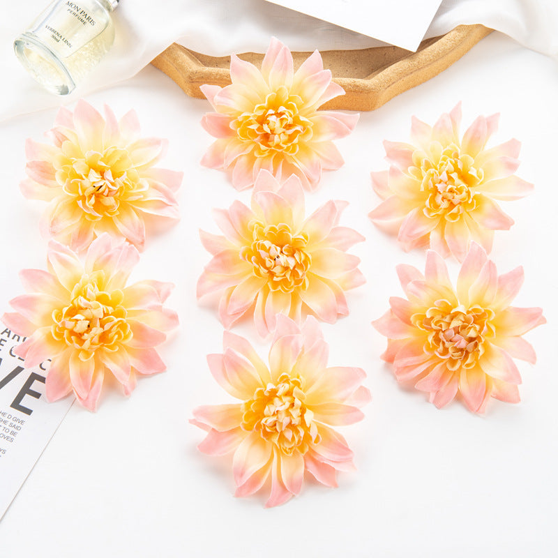 25 Pcs Artificial Dahlia Flower Heads with Detachable Stems 4 Inch Silk Bulk Pack