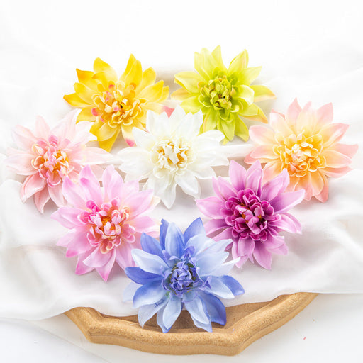 25 Pcs Artificial Dahlia Flower Heads with Detachable Stems 4 Inch Silk Bulk Pack