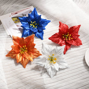 50 Pcs Artificial Poinsettia Christmas Flowers for Tree Ornaments Bulk Pack