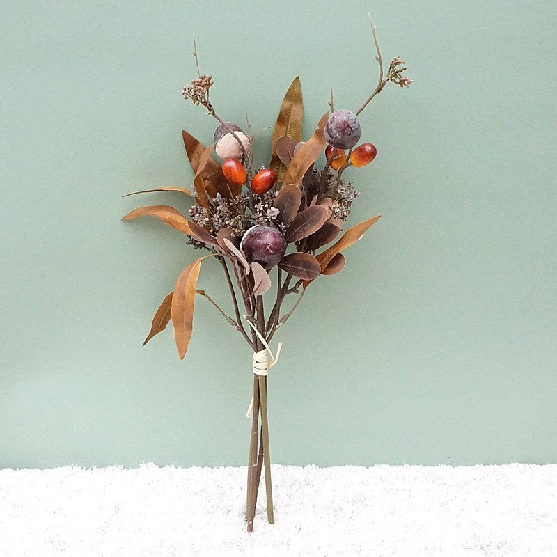 Artificial Acorn Autumn Bouquet Faux Flowers Foliage Bush, Bulk Quantity, Fall Colors