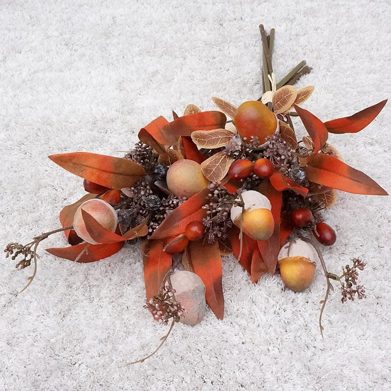 Artificial Acorn Autumn Bouquet Faux Flowers Foliage Bush, Bulk Quantity, Fall Colors
