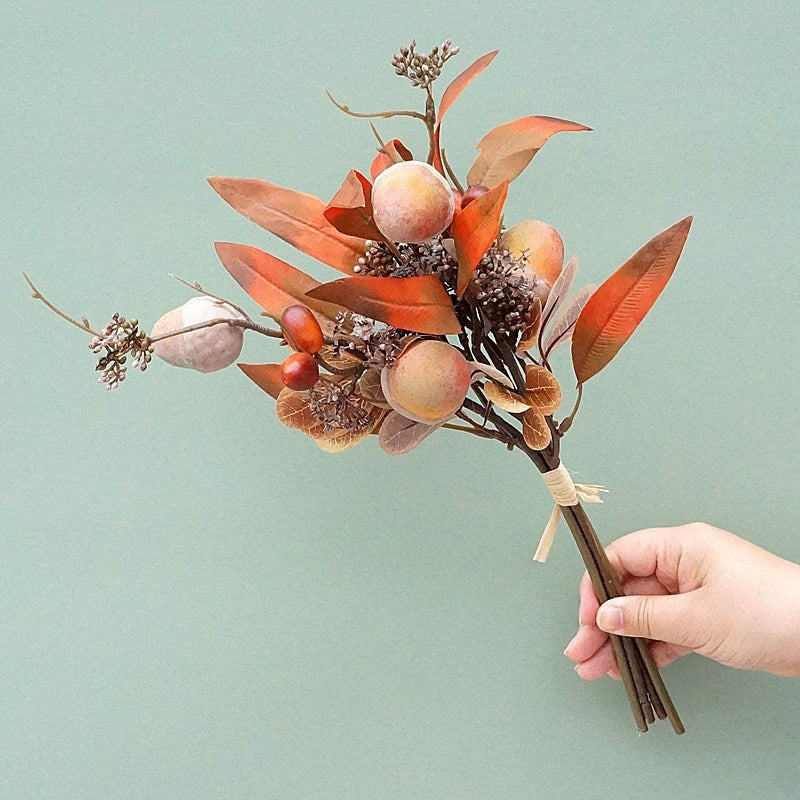 Artificial Acorn Autumn Bouquet Faux Flowers Foliage Bush, Bulk Quantity, Fall Colors