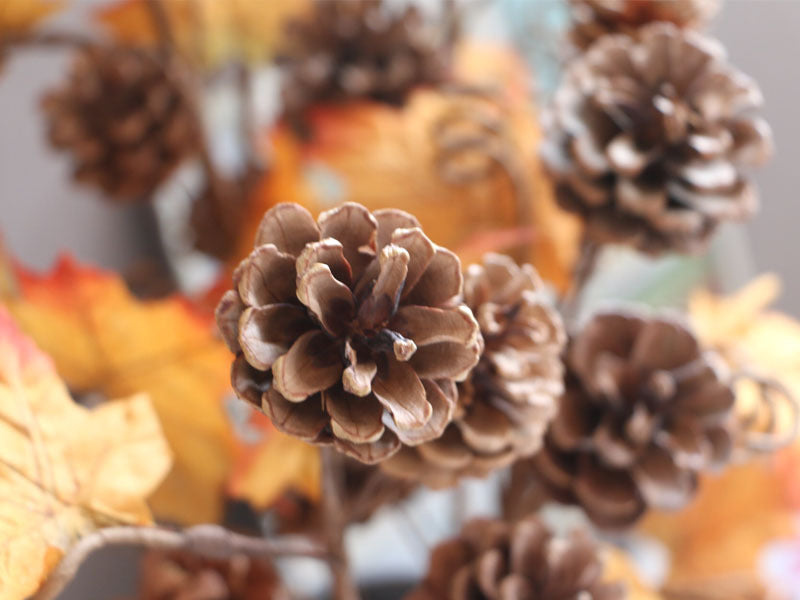 Artificial Autumn Maple Leaf Pine Cone Twig Fall Decoration 23 Inch 10 Pcs
