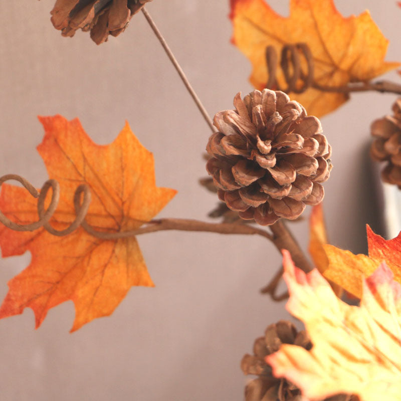 Artificial Autumn Maple Leaf Pine Cone Twig Fall Decoration 23 Inch 10 Pcs