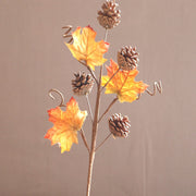 Artificial Autumn Maple Leaf Pine Cone Twig Fall Decoration 23 Inch 10 Pcs