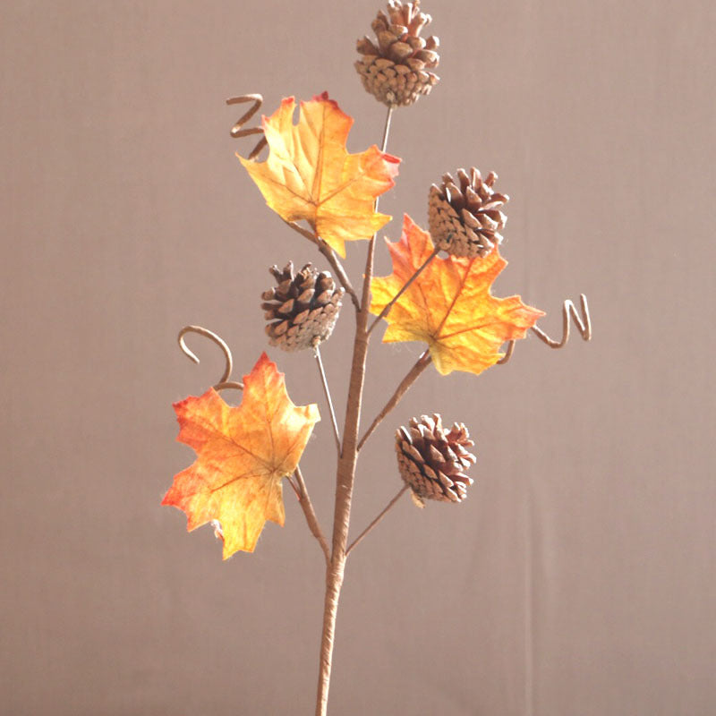 Artificial Autumn Maple Leaf Pine Cone Twig Fall Decoration 23 Inch 10 Pcs