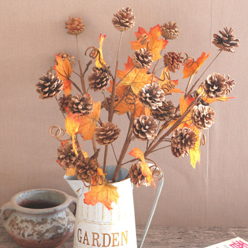 Artificial Autumn Maple Leaf Pine Cone Twig Fall Decoration 23 Inch 10 Pcs