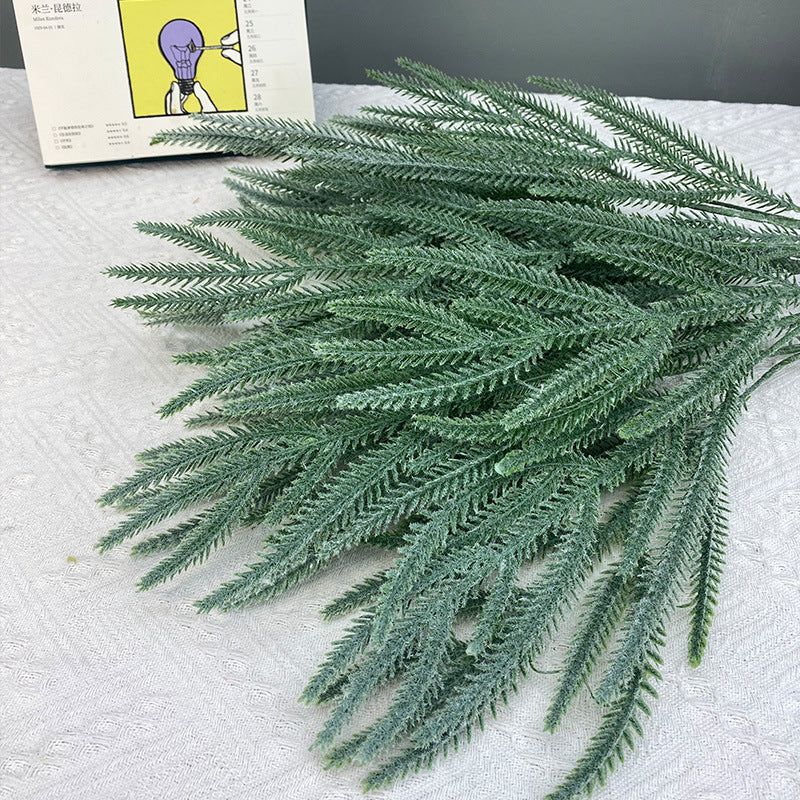 Artificial Flocked Pine Twig Stem 27 Inch Greenery Plant 1 Pc
