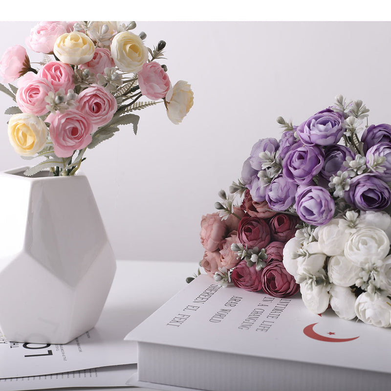 12" Artificial Silk Peonies Bush, Small Vase Size, Bulk Arrangement Flowers, 1 Bush