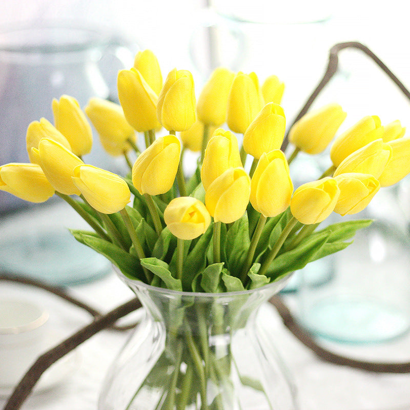20 Packs 13.5 Inch Artificial Tulip Stems, Lifelike PU Silk Flowers for Spring Centerpieces, Easter Decor, Vase Arrangements