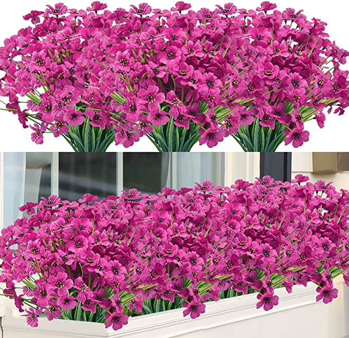 10 Pcs UV Resistant Faux Flowers for Outdoors Bulk Artificial Silk Flowers