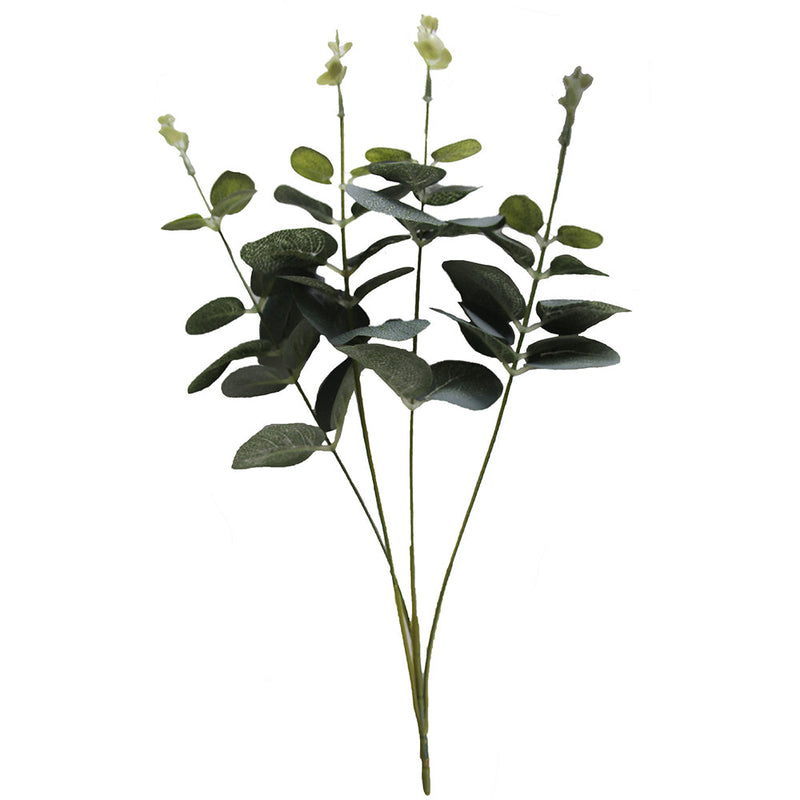 Artificial Eucalyptus Bush 13 Inch 4 Twigs Silk Leaves Green Foliage for Bulk Arrangements