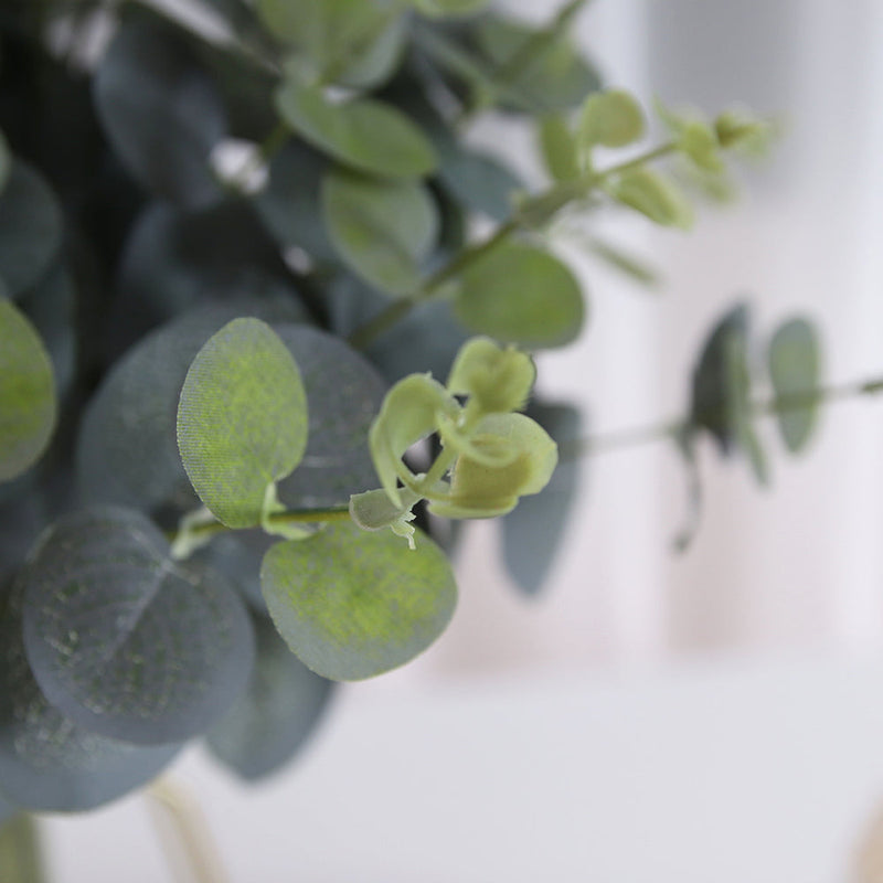 Artificial Eucalyptus Bush 13 Inch 4 Twigs Silk Leaves Green Foliage for Bulk Arrangements
