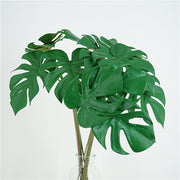 6 Pcs Artificial Tropical Monstera Stems, Green Silk Leaves, 18 Inch