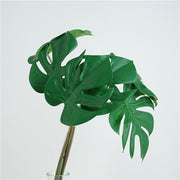 6 Pcs Artificial Tropical Monstera Stems, Green Silk Leaves, 18 Inch