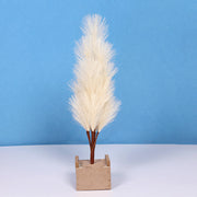 Artificial Pampas Grass 18 Inch Bulk 10 Pcs Wooden Tabletop Ornament Holiday Decoration