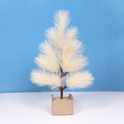 Artificial Pampas Grass 18 Inch Bulk 10 Pcs Wooden Tabletop Ornament Holiday Decoration